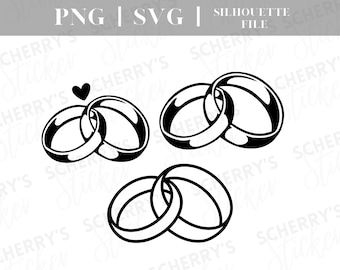 Fichier de traceur d'anneaux de mariage | PNG SVG SILHOUETTE Cricut | Clipart | téléchargement de fichier