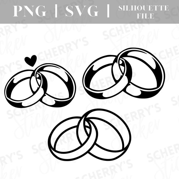 Ehe Ringe Plotterdatei |  PNG SVG SILHOUETTE Cricut  | Clipart | Datei Download