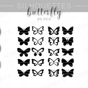 Schmetterling Silhouette Plotterdatei |  PNG SVG SILHOUETTE Cricut  | Clipart Bundle | Datei Download