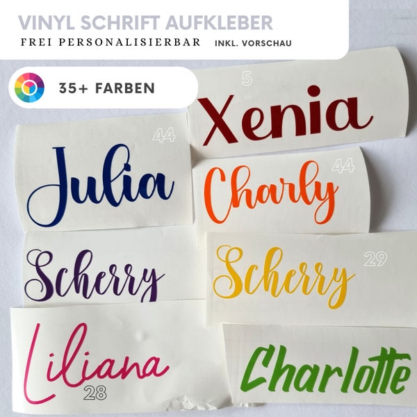 Vinylaufkleber in Bunt, Vinylsticker Name Aufkleber | personalisierte Schrift | Beschriftung | bunte Namensaufkleber | Sticker