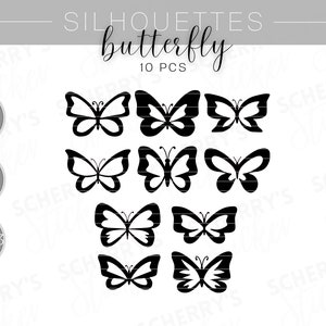 Schmetterling Silhouette Plotterdatei |  PNG SVG SILHOUETTE Cricut  | Clipart Bundle | Datei Download