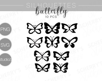 Butterfly Silhouette plotter file |  PNG SVG SILHOUETTE Cricut | Clipart Bundle | File Download