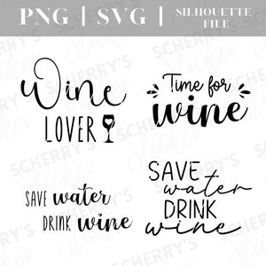 Wine plotter file |  PNG SVG SILHOUETTE Cricut | Winelover | Wine lettering | File Download