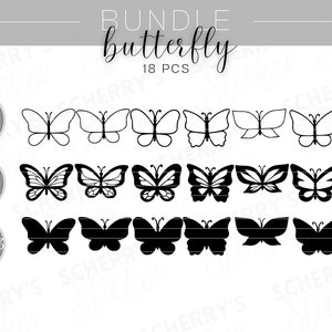 Vlinders plotter bestand |  PNG SVG SILHOUET Cricut | Clipart buitenste lijnen lijn art bundel| Bestand downloaden
