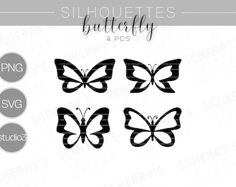 Butterfly Silhouette plotter file |  PNG SVG SILHOUETTE Cricut | Clipart | File Download