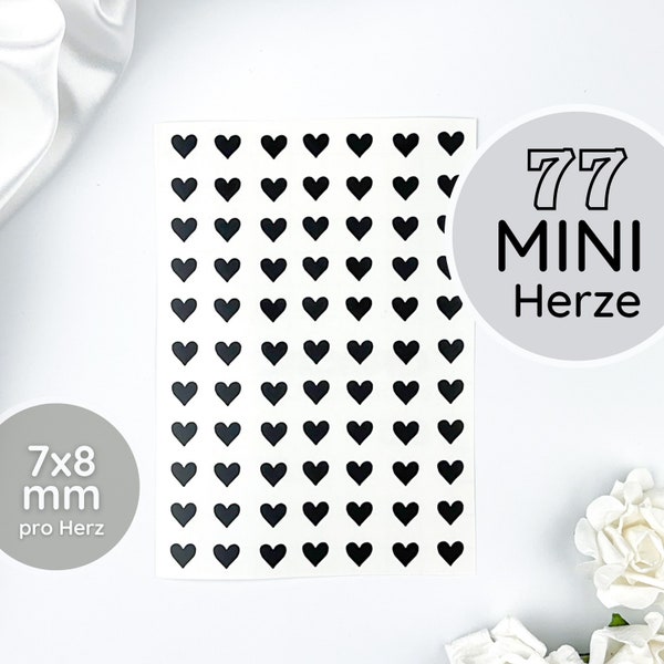 Mini Herz Stickerbogen - Herzen Vinylsticker für Dekorationen und Verzierungen