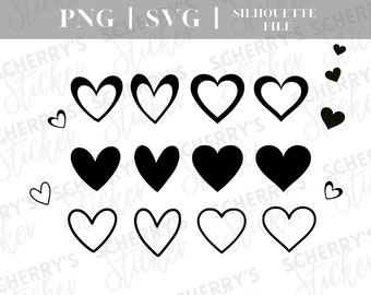 Herz Heart Plotterdatei |  PNG SVG SILHOUETTE Cricut  | Herzen love | Datei Download