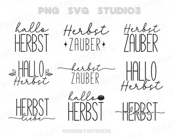 Herbst Schriftzüge im PNG SVG und studio3 Format | Plotterdatei Schneiddatei | Schlicht Elegant Modern