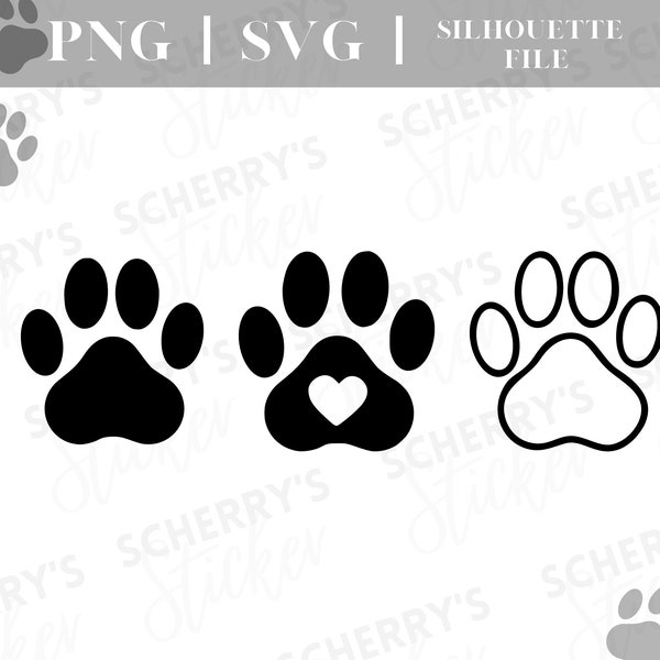 pfote paw plotter file |  PNG SVG SILHOUETTE Cricut | Dogs Cats Paw | File Download