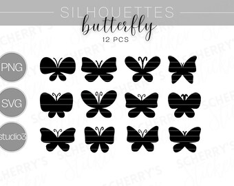 Schmetterling Silhouette Plotterdatei |  PNG SVG SILHOUETTE Cricut  | Clipart Bundle | Datei Download