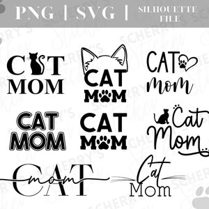 Chat maman traceur fichier chat maman |  PNG SVG SILHOUETTE Cricut | Chats | Téléchargement de fichier
