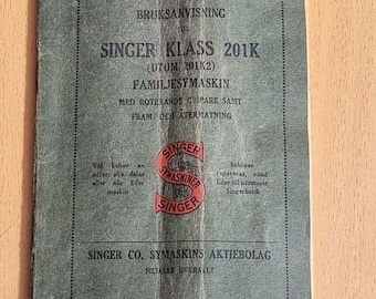 Machine à coudre Singer originale vintage manuelle pour 201K en danois