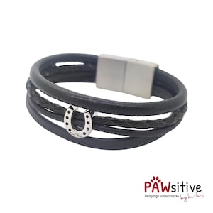 Bracelet with horseshoe bracelet paw dog cat horse stainless steel leather
