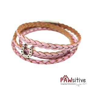Wrap bracelet with horseshoe bracelet paw dog cat horse stainless steel leather
