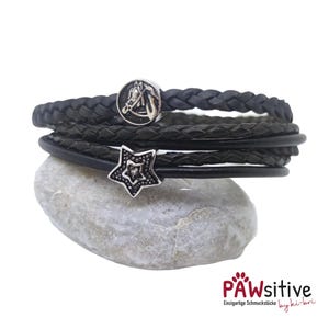Wrap bracelet with horseshoe/horse head and star bracelet horse stainless steel leather