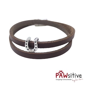 Bracelet with horseshoe bracelet paw dog cat horse stainless steel leather