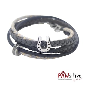 Wrap bracelet with horseshoe/horse head and glitter pearl bracelet horse stainless steel leather