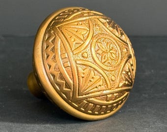 Antique Victorian Eastlake Bronze Door Knob | 1880s Ornate Floral Architectural Hardware