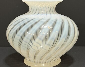 1939 Fenton French Opalescent Spiral Optic Vase No. 201 | Vintage Art Glass Rose Bowl