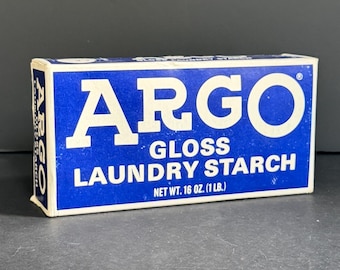 Vintage Argo Gloss Laundry Starch 16 Oz Blue Box | Laundry Room Advertising Packaging