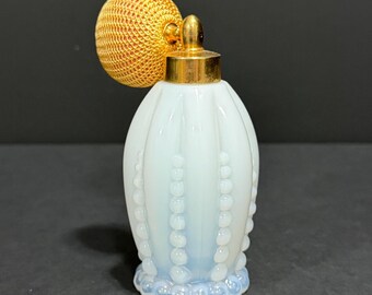 Vintage HolmSpray White Opalescent Glass Perfume Atomizer Bottle 150/16 | Gold Sprayer