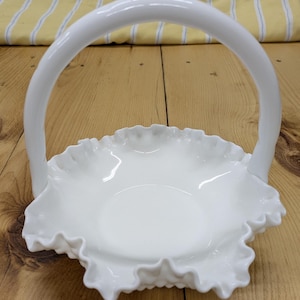 Fenton Milk Glass Hobnail Basket - White