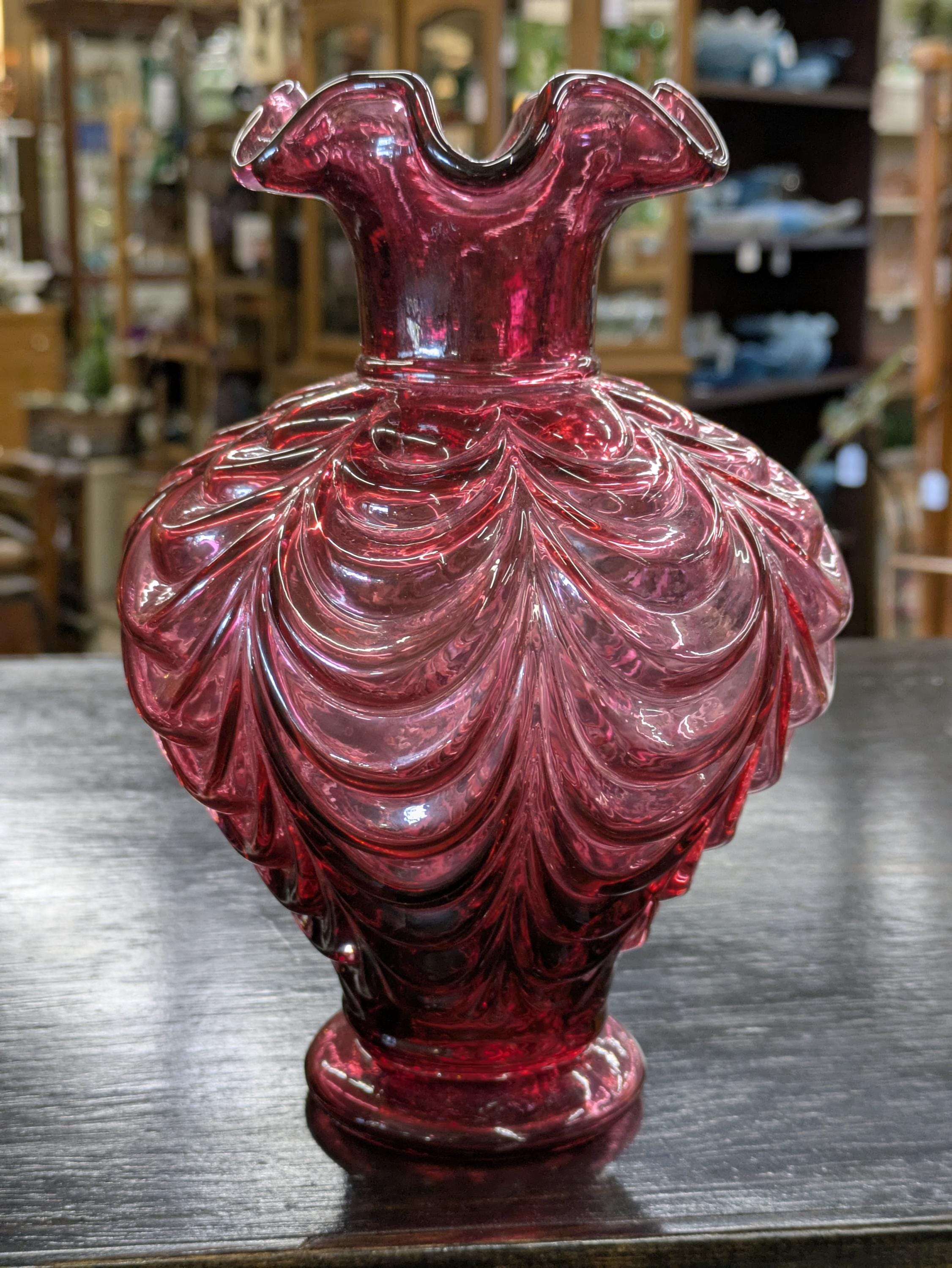Fenton Cranberry Vase - Etsy