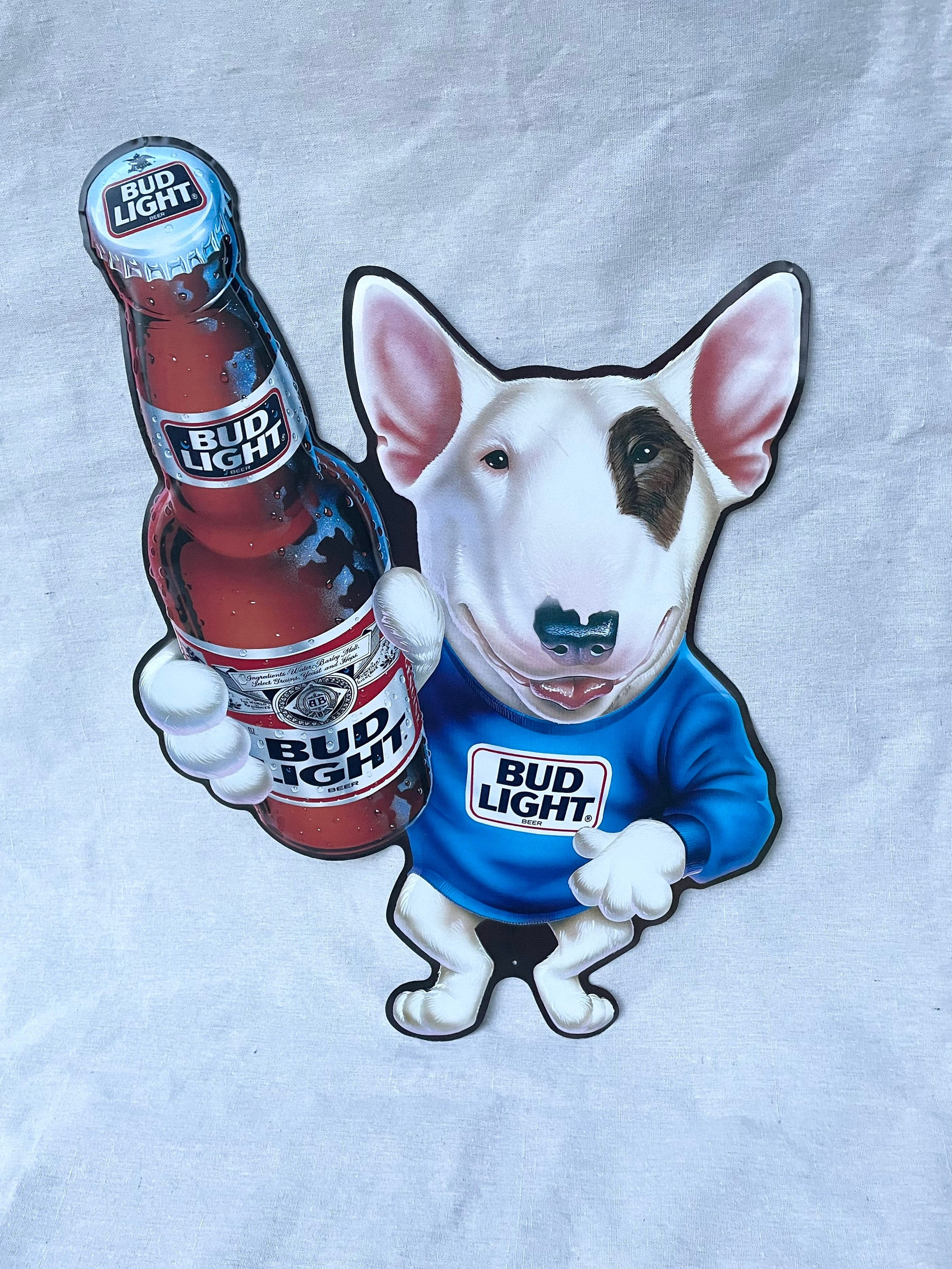 Spuds Mackenzie Bud Light Metal Beer Sign - 1989 - 1991