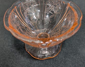 Pink Sherbet Glass Cup - Jeannette Cherry Blossom - Pink Depression Glass