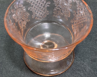 Pink Sherbet Glass - Federal Glass - Normandie Bouquet & Lattice - Pink Depression Glass