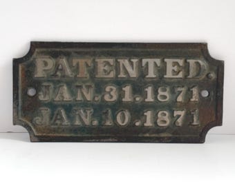 Antique Billiard Table Patent Plaque | 1871 Patent Dates Brass Pool Table Hardware