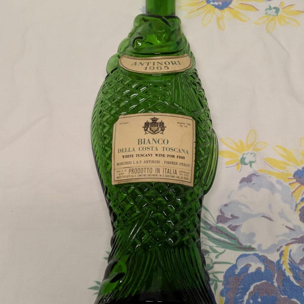 Antinori Bianco Glass Fish Wine Bottle - 1965