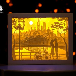 Scatola delle ombre 3D di San Valentino. Regalo di San Valentino personalizzato per amore. Scatola luminosa tagliata in carta Regalo per moglie.