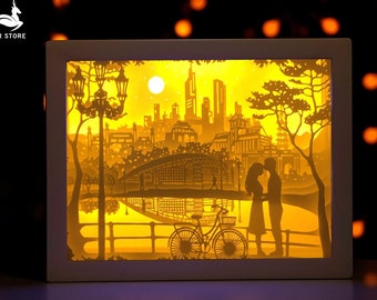 Valentine 3D shadow box. Custom Night Light Valentine's Day Gift for Love. Paper cut light box Gift For Wife.