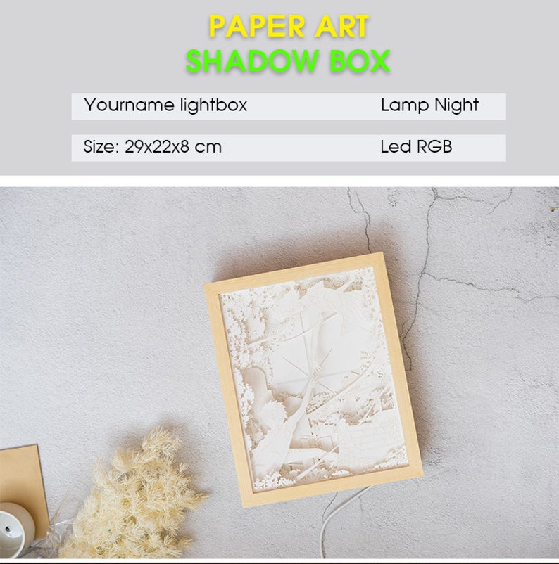 Anime paper cut light box Led RBG and Controller, 3D shadow box with laser cut. image 4
