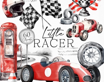 Vintage Racing Watercolor Cars Vintage Cute Cars Watercolor Racecar cliparts, Digital PNG Files Watercolor Cars Instant download