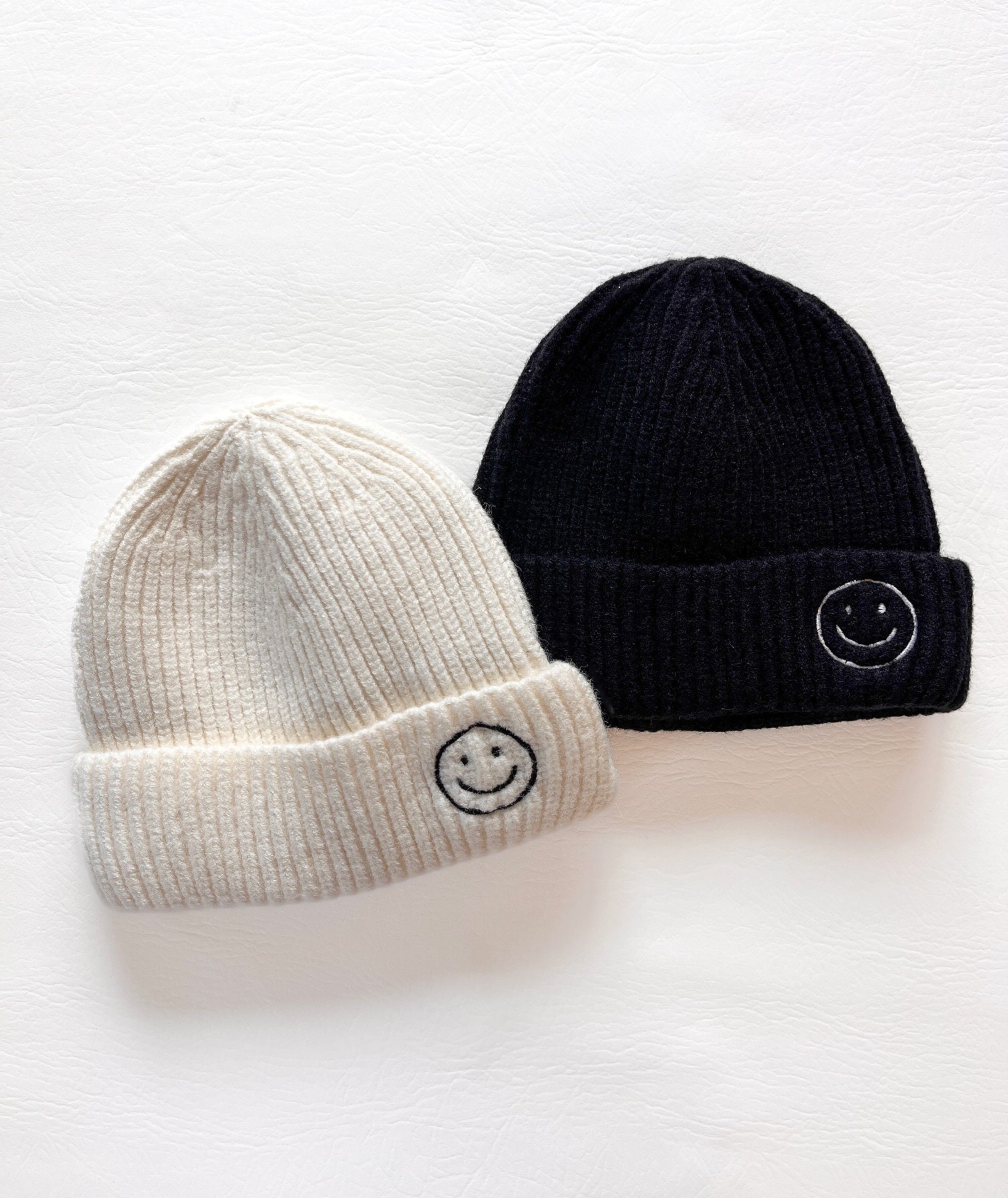 Black & White Graphic Face Knit Beanie - Emjoi Black Emoji Beanie - Etsy Ireland main image 4