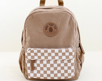 Toddler Backpack - Checkered Backpack - Kids Backpack - Airtag Pocket