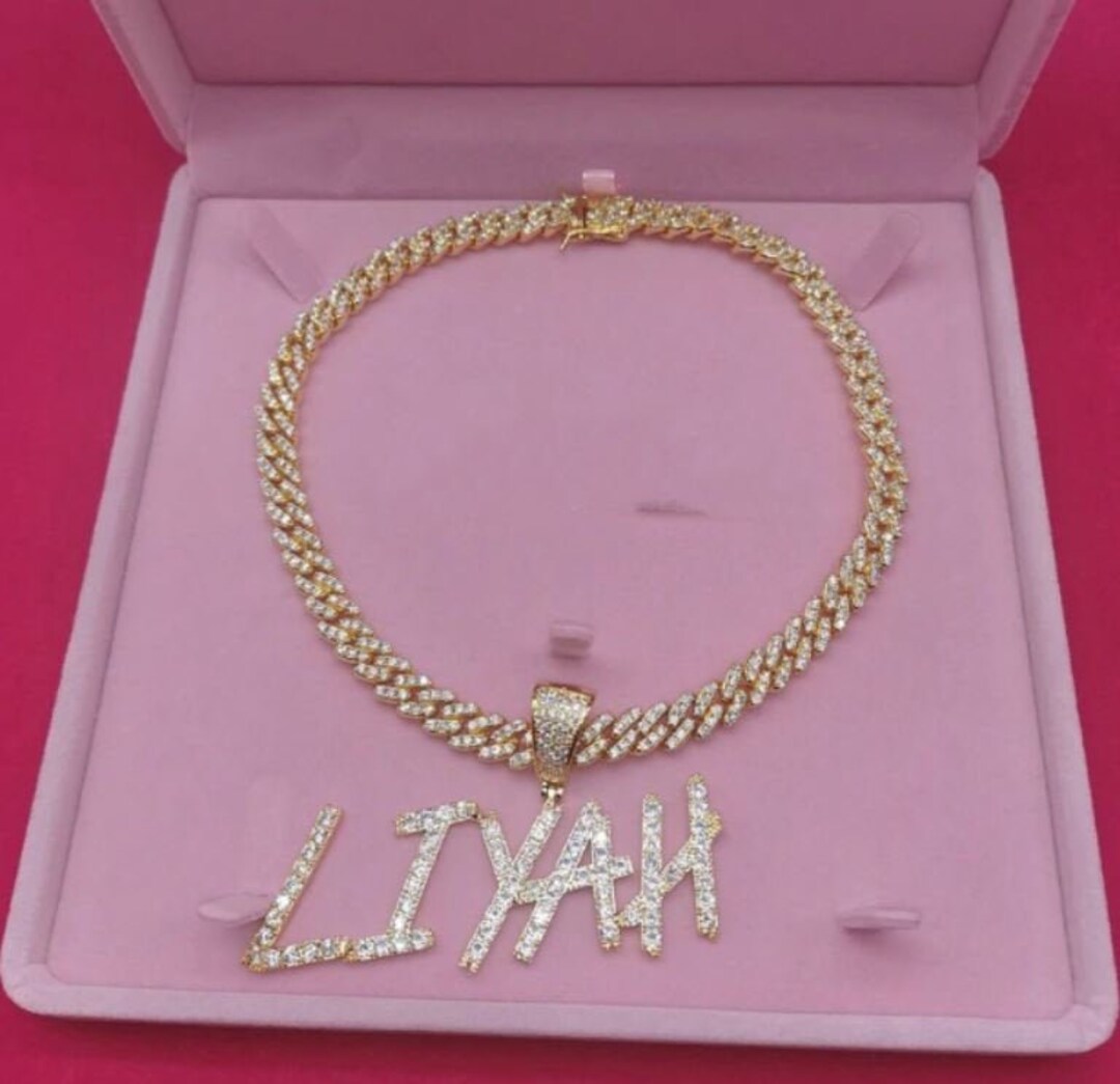 SPARKLING BLING BLING Name Necklace Customized Stainless Steel Etsy