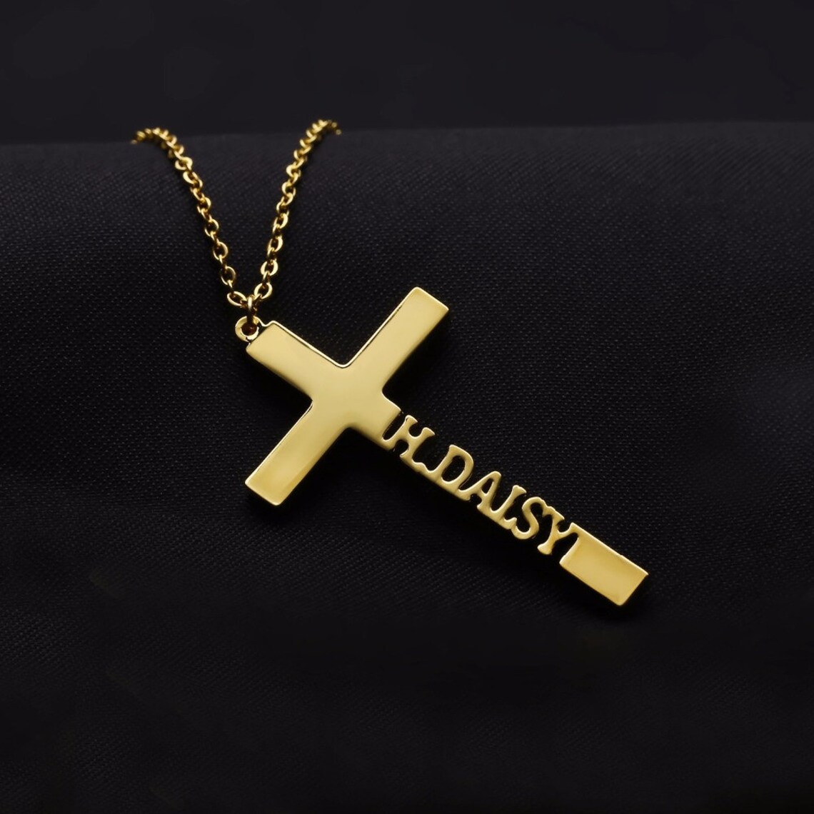 Cross Necklace Cross Name Necklace Custom Cross Necklace Etsy
