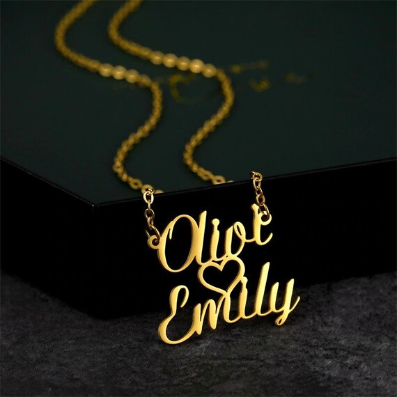 Couple Name Necklace Two Names Necklace Necklace With Two Etsy