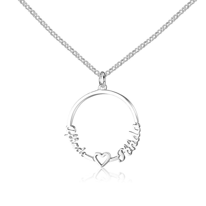 Two Names Necklace Husband Wife Names Necklace Eternal Eternity Personalized Name Necklace 925 Sterling Silver COUPLE Name Necklace