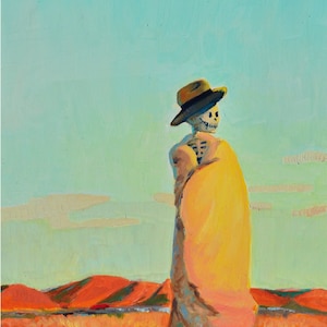 Skeleton Cowboy Sunset Art Print: Western Impressionism