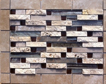 22 1/16" X 16 1/2" Tile & Stone Medallion - Daltile Porada tile mosaic with glass