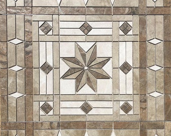 36" x 36" Tile Floor Medallion - American Olean Kendal Slate tile series