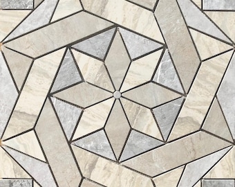 22 1/4" x 22 1/4" Porcelain Tile Medallion Accent Mosaic (A38)