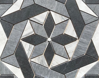 22 1/4" x 22 1/4" Porcelain Tile Medallion Accent Mosaic (A15)