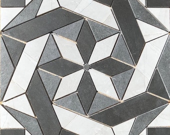 22 1/4" x 22 1/4" Porcelain Tile Medallion Accent Mosaic (A18)