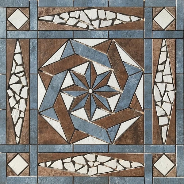 Handmade Porcelain Tile Medallion: French Quarter Mosaic Accent (28 5/8")