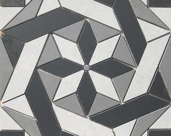 22 1/4" x 22 1/4" Porcelain Tile Medallion Accent Mosaic (A39)